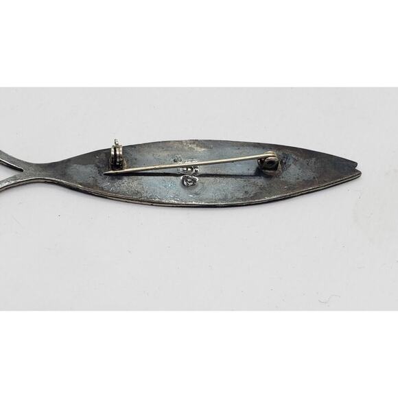 Mexico Brooch Taxco Sterling Silver & Abalone Inlay Fish Deep Sea Signed - Picture 9 of 14